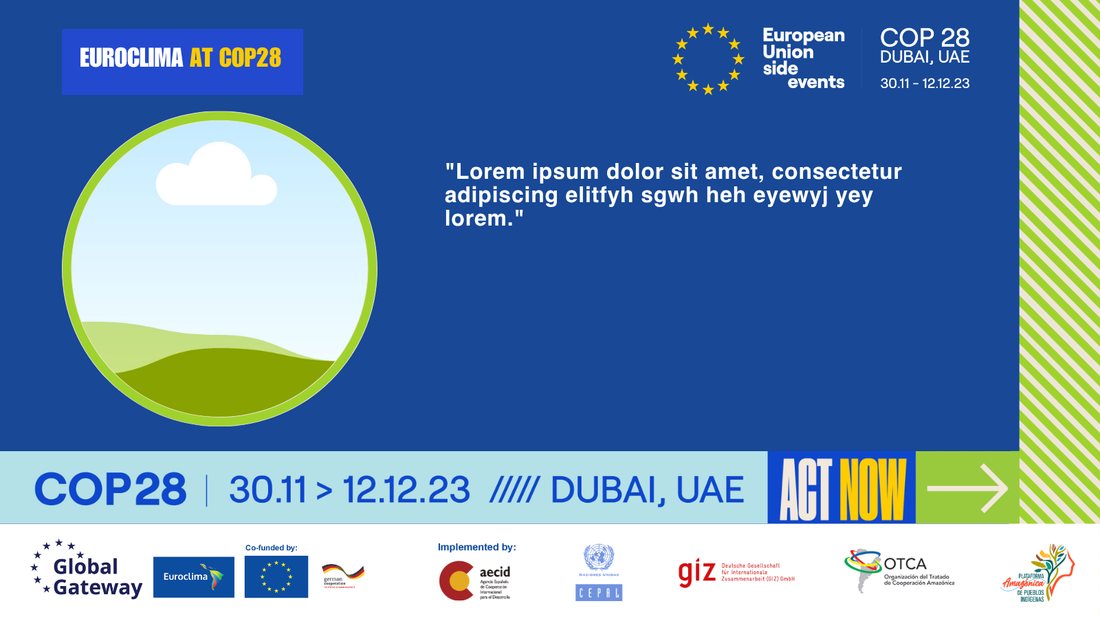 COP28 quote card with illustrated aperture